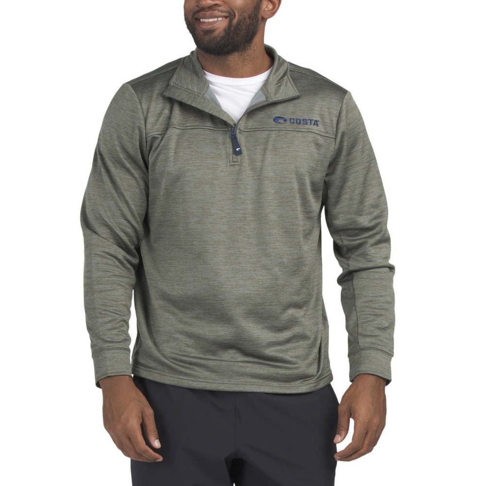Costa Del Mar Tech Harbor Fleece 1/4 Zip Shirt - Size M Moss Green Heather NWT